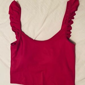 Kortni Jeane ribbed flutter top size L in magenta